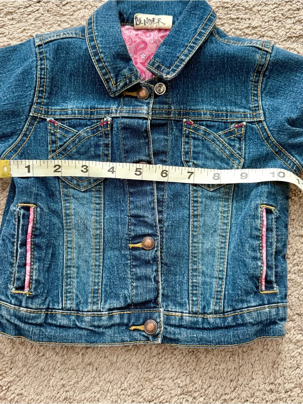 Levi Strauss Size 12 Months Infant Girls Blue Denim Jean Jacket with Pink Trim